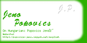 jeno popovics business card